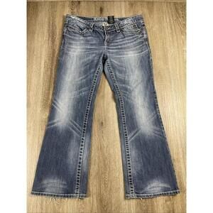 Y2K Harley Davidson Jeans Women's 12 Petite Faded Flap Pocket Wide Leg